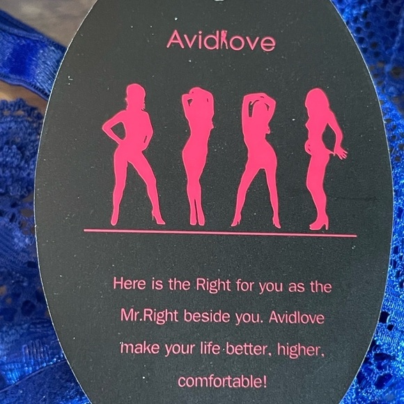 Avidlove Blue Lace Bra and Garter. New with tags Size Large - Picture 7 of 10